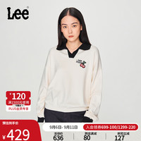 李 Lee24秋冬舒适版Polo领刺绣Logo米白女针织毛衣LWT008917201 米白色 L