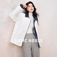 百家好（Basic House）休闲百搭冬季宽松长袖翻领衬衫式羽绒服女 白色 M