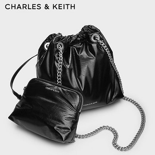 CHARLES&KEITH24秋链条手提单肩子母中号托特包女士CK2-20782436 Noir黑色 M