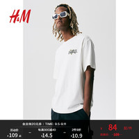 H&M2024夏季男装女装时尚休闲百搭宽松版印花T恤1034065 白色/Meadow Flowers 165/84 XS