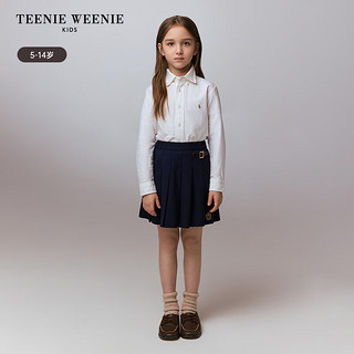 Teenie Weenie Kids小熊童装24秋女童经典百搭刺绣百褶半身裙 藏青色 140cm