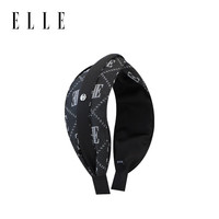 ELLE时尚经典老花拼接发箍法式优雅高级感头箍高颅顶发卡 黑色