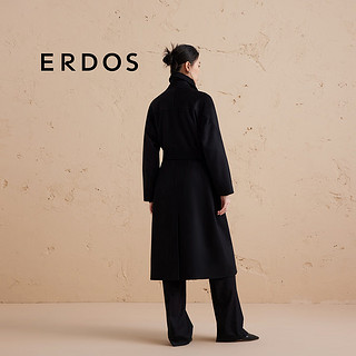 ERDOS【纯羊绒大衣】24秋冬宽松长款修身显瘦百搭通勤女毛呢大衣 黑 165/84A/M