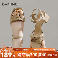 达芙妮（DAPHNE）达芙妮凉鞋女夏季2024高跟女鞋百搭一字带法式凉鞋ZJ 卡其色 40