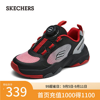 斯凯奇（Skechers）2024儿童男中大童休闲四季款405264L 黑色/红色/BKRD 38码