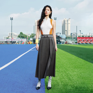 VEROMODA半身裙女2024秋季女装开叉防走光衬裤A字显瘦裙裤个性时尚 花岗石灰色加花色 170/72A/L