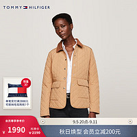 TOMMY HILFIGER24秋冬女装通勤菱形格灯芯绒翻领修身铺棉夹克43127 卡其色RBL S