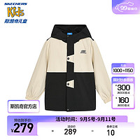 斯凯奇KIDS中性梭织连帽外套L324K004 碳黑/0018 150