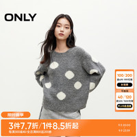 ONLY2024秋季新款甜美百搭休闲波点圆领含羊毛针织衫女