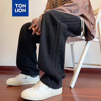 唐狮 TONLION2024秋季男侧边拼接织带直筒长裤WP 碳黑 S