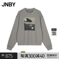 江南布衣 JNBY24秋卫衣宽松印花圆领5O8413320 057/冷米灰 S