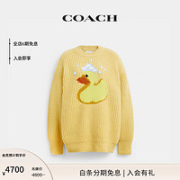 蔻驰（COACH）鸭子图案羊毛圆领毛衣外套 黄色 XS