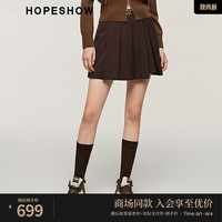 红袖商场同款不规则A字百褶裙秋季2024新款女装压褶侧拉显瘦百搭短裙 巧克力奶油048