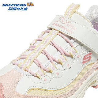 斯凯奇SKECHERS GIRLS 魔术贴加绒老爹鞋302524L 粉红色/黄色/PKYL 30码