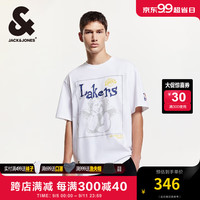 杰克·琼斯(JACK&JONES)秋季新款NBA联名湖人队刺绣纯棉潮流百搭圆领短袖T恤男224301002