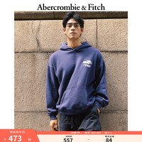 ABERCROMBIE & FITCH男装 24秋冬新款时尚美式休闲刺绣抓绒连帽卫衣KI122-4262