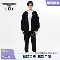 BOY LONDON24男女同款长裤金色logo印花舒适百搭束脚裤N15802 黑色 M