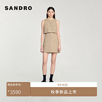 SANDRO2024早秋女装美拉德假两件无袖短款连衣裙SFPRO03988 驼色 42