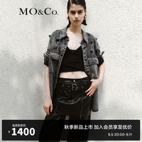 MO&Co.2024秋手工钉珠棉质中性牛仔夹克外套MBD3JKT002摩安珂 牛仔黑色 L/170