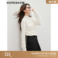 红袖100%绵羊毛针织衫秋季2024女装纯色无缝一体半高领内搭上衣 本白001 M