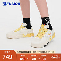 FILA 斐乐 FUSION斐乐潮牌女鞋KICK II专业滑板鞋2024秋新款踢板鞋2代 雪白/柠汁黄-SL 35.5