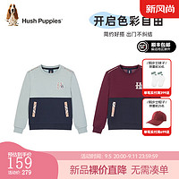 暇步士（Hush Puppies）【天丝系列】童装男童2024年冬季柔软细腻经典质感随性卫衣 雅川青 120cm