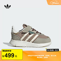 adidas RETROPY F2 CF魔术贴经典运动学步鞋男婴童阿迪达斯三叶草 亮白/岩层深土地棕/奇妙白 21码