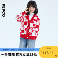 小猪班纳童装2024秋装儿童V领毛衣中大童女童开衫女孩秋季潮 经典红 140cm