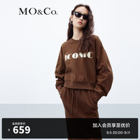 MO&Co.2024秋个性标语印花插肩袖短款宽松美式卫衣MBC3SWS001 深咖啡色 M/165
