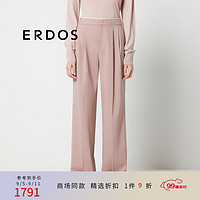 ERDOS 24秋冬新品修身显瘦宽松长裤时尚纯色女直筒裤休闲裤 蔷薇粉 1