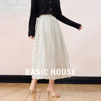 百家好(Basic House)纯色休闲百搭夏季新款宽松显瘦优雅圆点半身裙B0624B5P122 圆点