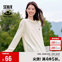 Semir 森马 梅花系列长袖T恤女中长款印花2024秋季oversize上衣109524101001