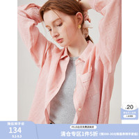 范思蓝恩夏季简约复古长袖防晒衣女2024气质通勤宽松上衣衬衫女 珊瑚红 M