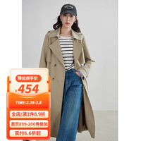独束大码女装英伦风正肩干练随性风衣女微胖mm春季飒爽简约外套 奶铁棕 3