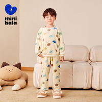 迷你巴拉 MINI BALA 【净电绒】冬季儿童双面绒家居服宝宝保暖厚款睡衣 咖蓝色调00358 120cm