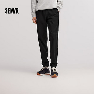 森马（Semir）休闲裤男2024冬季纯色百搭束脚裤子抽绳运动风 黑色90001 165/70A/S