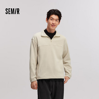 森马（Semir）卫衣男摇粒绒2024冬半开襟绣花装时尚百搭 贝壳卡50240 165/84A/S