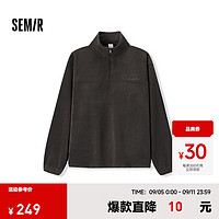 森马（Semir）卫衣男摇粒绒2024冬半开襟绣花装时尚百搭 深灰20947 180/96A/XL