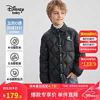 迪士尼（Disney）童装男童衬衫轻薄羽绒服2024春秋儿童防风防水衣服洋气秋冬 碳黑 150