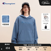 Champion连帽卫衣女2024秋季刺绣logo加绒上衣校园风潮牌 蓝色 S