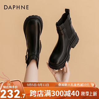 达芙妮（DAPHNE）达芙妮马丁靴女单靴显瘦切尔西女靴复古烟筒JL 黑色 38