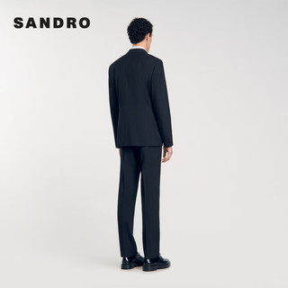 SANDRO2024秋季男装经典条纹黑色平驳领西装外套SHPVE01016 黑色 52