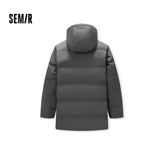 森马（Semir）羽绒服男防风防水防油防污2024冬季连帽中长款外套厚百搭 中灰（灰鸭绒）20410 170/88A/M