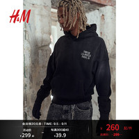 H&M2024秋季新款男装女装大廓形印花连帽衫1255569 黑色/Fairfax 1
