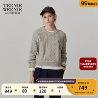 Teenie Weenie小熊女装2024秋季新款灰色毛衣毛针织衫女