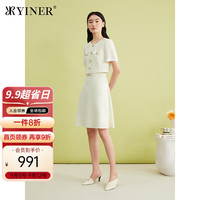 音儿专选2024年夏季影儿女装【醋酸系列】法式假两件A摆连衣裙 本白