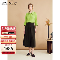 音儿2024年秋季影儿女装【真丝系列】弹力桑蚕丝法式衬衫收褶上衣 嫩芽绿 38