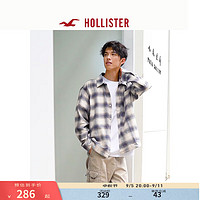 HOLLISTER24秋季纯棉大格纹翻领宽松长袖衬衫 男 KI325-4051 海军蓝格纹 XS (170/84A)