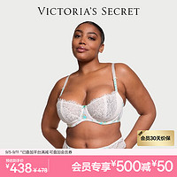 VICTORIA'S SECRET 1/2杯花漾蕾丝梦幻无衬文胸胸罩女士内衣 64XC白色蓝花卉刺绣 11238742 34B 34/75B