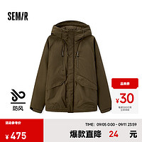 森马（Semir）防护外套|棉服2024冬季防水防油防污防风外套宽松 焦糖棕51138 180/96A/XL